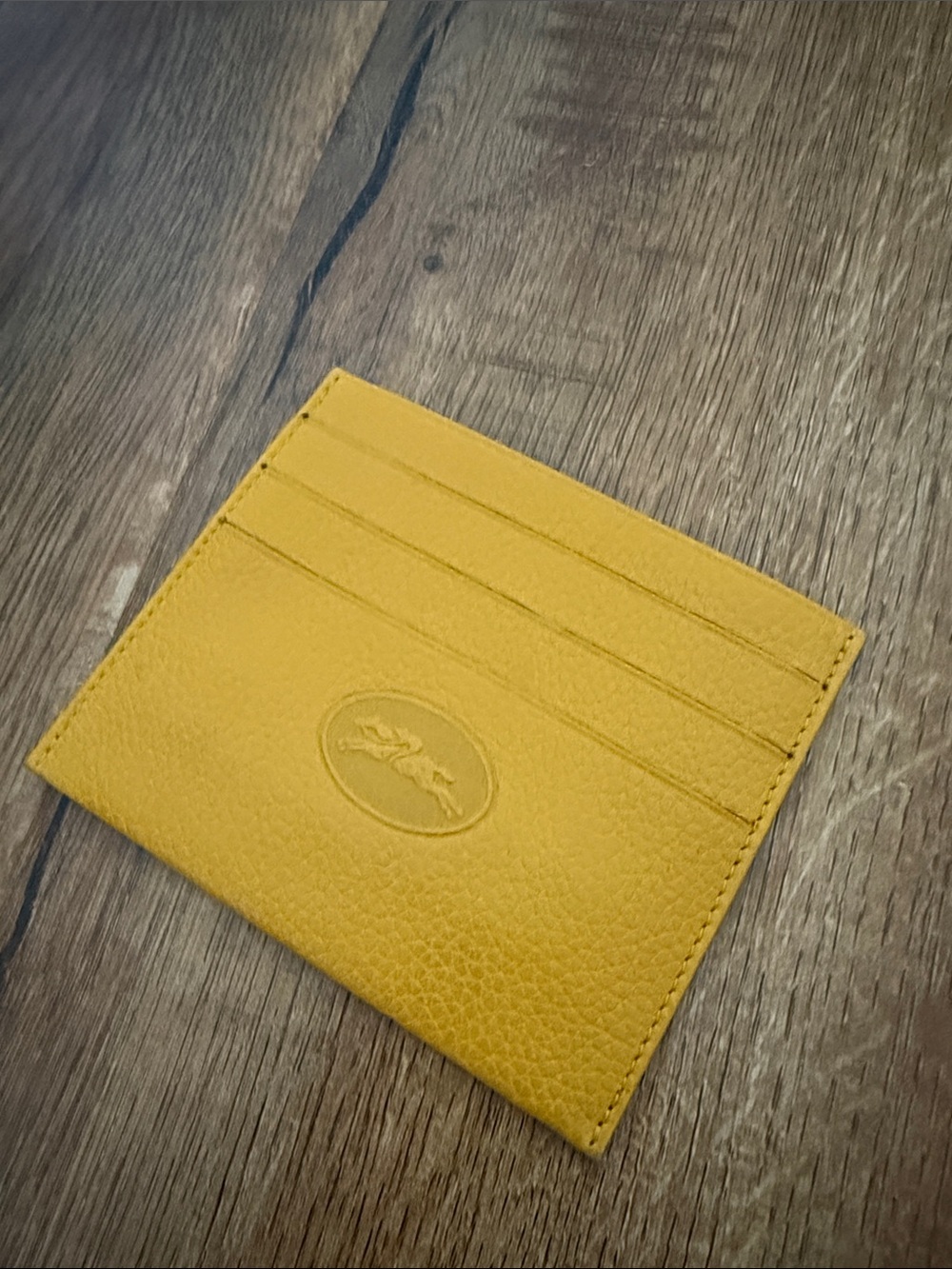 Longchamp Mustard Yellow Leather Card Holder